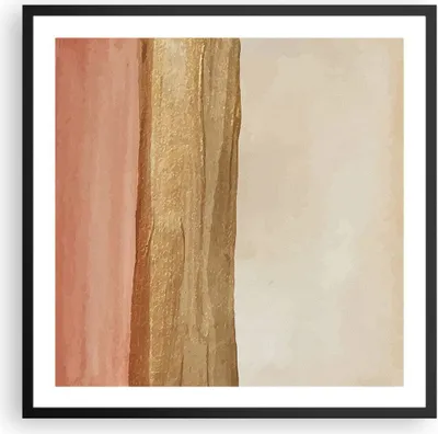 Produktbild von Gerahmtes Poster - Schwarzer Rahmen - Gold Abstraktion Linien - 60x60 cm - Wand Bild - Wanddeko - Wandbilder - Kunstposter - Wandposter - Bilderrahmen - Bilder - Kunstdruck - P2BAC60x60-4739