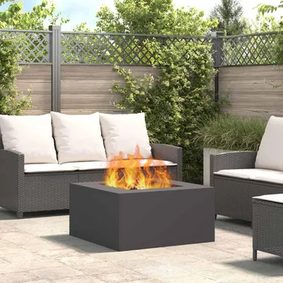 Produktbild von （Robust Möbel）Feuerstelle - modernes Design - Feuerstelle für Garten & Terrasse - Schwarz 80x80x40cm Stahl Promotion776247 - Feuerkörbe & -schalen