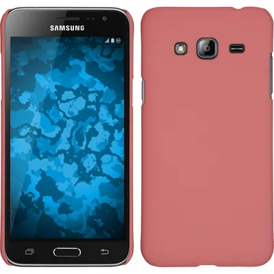 Produktbild von PhoneNatic Case kompatibel mit Samsung Galaxy J3 - Hülle rosa gummiert Hard-case + 2 Schutzfolien