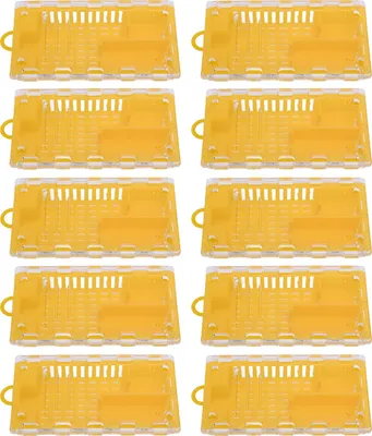 Produktbild von 10 Stück Bienenkönigin Käfig Kunststoff Transport Catcher Imkereibedarf Imkerausrüstung Gelb