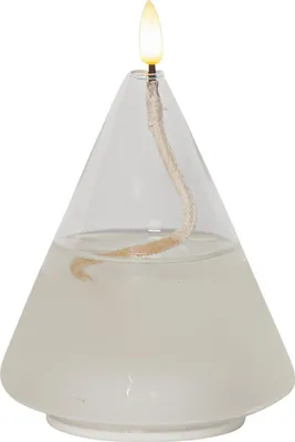 Produktbild von LED Kerze Flamme Glas Ölkerzen-Optik Flacker-Effekt H 15cm Ø 11cm