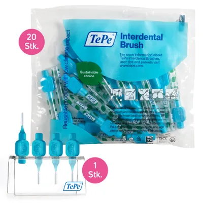 Produktbild von 20-Pack TePe Interdentalbürsten Original und 1 Badezimmerständer, Zahnzwischenraumpflege