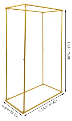 Obrázek produktu pro Svatební oblouk – kovová konstrukce – 119 x 60 x 184 cm – 22 ocelových trubek – Demontovatelná konstrukce – Zlatá barva – Maximální nosnost 10 kg