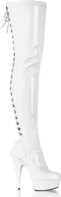 Produktbild von PLEASER DELIGHT-3063 Plateau Overkneestiefel mit Schnürung hinten