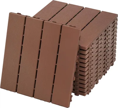 Obrázok produktu pre TRMLBE Terasová dlažba 11 kusov 30x30 cm balkónová dlažba s klik systémom v drevenom vzhľade PE terasová dlažba rezaná na mieru, pre záhradu balkón terasa (hnedá)