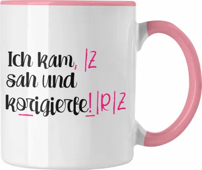 Produktbild von Trendation - Lehrerin Geschenk Tasse Spruch Grundschule Geschke Lustig für Lehrerinnen Abschied Geschenkidee Englisch Deutsch (Rosa)
