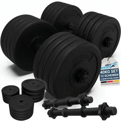Produktbild von ArtSport 2er Hantelset 40kg - Kurzhantel Set mit 2 Kurzhanteln - 12 Gewichte