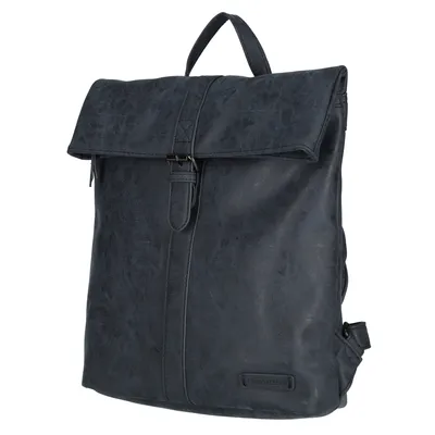 Produktbild von Großer Damen Herren Roll up Rucksack Plane Tasche Fahrradrucksack Kurier leder Optik Rollup Bag Blau