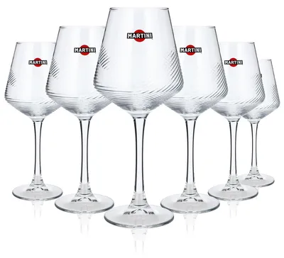 Produktbild von 6x Martini Wermut Glas Stielglas 0,425l Gläser Weinglas Relief Design HH Global