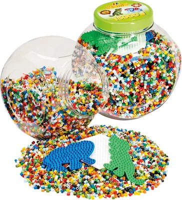 Image de HAMA Perles à repasser midi + plaques à crayons boîte plastique