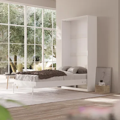 Produktbild von Schrankbett SMARTBett Classic 100x200 V Weiss inkl.Taschenfederkernmatratze