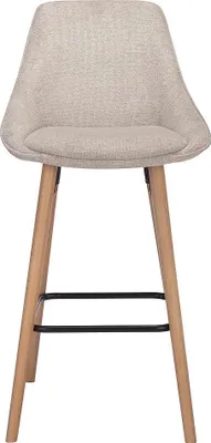 Produktbild von Barhocker 2er-Set - Strukturstoff & Buchenholz - Beige - MASURIE