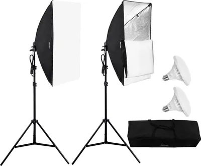 Productafbeelding van VEVOR Softbox Set, 50x70cm, Professionele set voor fotostudio met LED-lampen van 30W, 5500K, bijna natuurlijk daglicht, verstelbaar statief, studioverlichting voor fotografie, videoproducing en live streaming