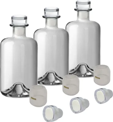 Produktbild von 18x Apothekerflaschen Flaschen Set leer 200ml mit transparenten Korken & Kapseln zum selbst Befüllen & Verschließen