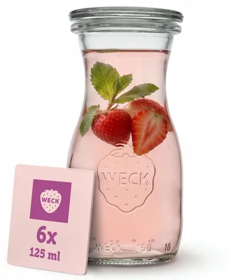 Immagine prodotto di Set di 6 bottiglie di vetro da 150 ml con tappo – Ideali per succhi e conserve