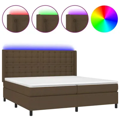 Produktbild von Boxspringbett mit Matratze & LED Dunkelbraun 200x200 cm Stoff