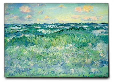 Image de Giallobus - Mer agitée - Claude Monet - 140L x 100l cm - Tableau - Toile à cadre standard