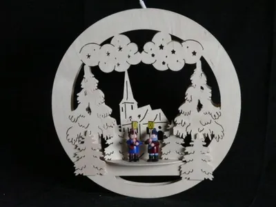 Produktbild von Fensterbild mit Laternenkinder Kirche und Beleuchtung BxHxT 32x32x4cm NEU