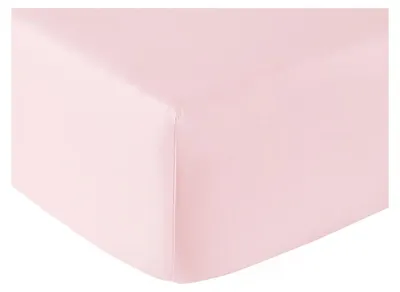 Image de Drap housse coton 57 fils rose clair 160 x 200 cm