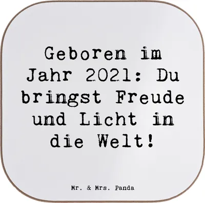 Produktbild von Mr. & Mrs. Panda Untersetzer für Gläser Spruch 2021 Geburtstag Freude - Weiß - Geschenk, Tassen, Tasse, Glückwunsch, Jubiläum, Geschenke, Tischschoner, Holzuntersetzer