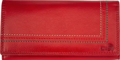 Produktbild von Vintage Damen Portemonnaie Geldbörse aus Echtleder - RFID-Schutz, Lederbörse, Rot