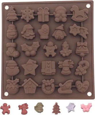 Produktbild von Weihnachts-Schokoladenform (25 Mulden), Antihaft-Silikonform, vielseitiges Backutensil für Kuchen, Schokolade & Basteln