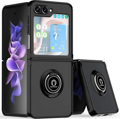 Produktbild von Hülle für Samsung Galaxy Z Flip 5 Ring Halter Ständer Matte Transluzent TPU Rahmen Stoßfest Schutzhülle Hellblau