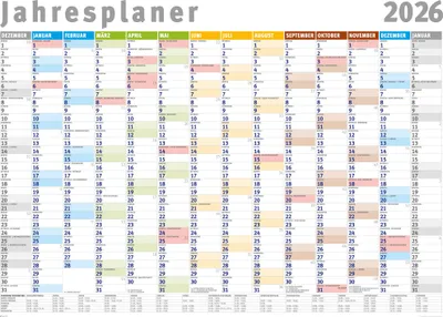 Produktbild von Jahresplaner 2026 - Wandplaner Kalender - Giant XXL Poster - Grösse 140x100 cm