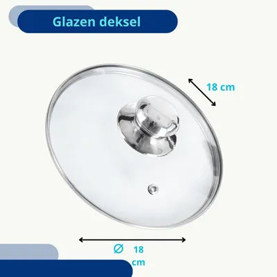 Imagen del producto de Tapa universal de vidrio, con un diámetro de 24 cm, para ollas
