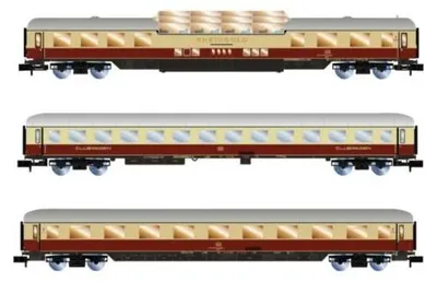 Produktbild von Arnold 3-tlg. Set Rheingold, 1 x Aussichtswagen ARDm + 1 x Clubwagen WGmh + 1 x