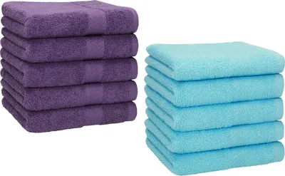 Produktbild von Betz 10 Stück Seiftücher 30x30 cm PREMIUM 100% Baumwolle Farbe: lila und türkis