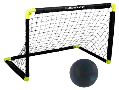 Produktbild von Dunlop Fußballtor und Leuchtender Ball Set - Fußball Trainingsmaterial - 90 x 59 x 61 cm - Fußball Größe 5 - Kunststoff - Schwarz/Gelb