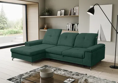 Produktbild von VENASI PANAMA Links Ecksofa mit Schlaffunktion und Bettkasten Sofa L Form Eckcouch Schlafsofa GRÜN