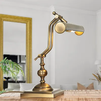 Produktbild von Massive Schreibtischlampe Messing in Bronze verstellbar E14 Klavierleuchte Tischleuchte