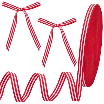 Gestreiftes Webband 45,72 m, 10 mm, rot-weiß, Polyester