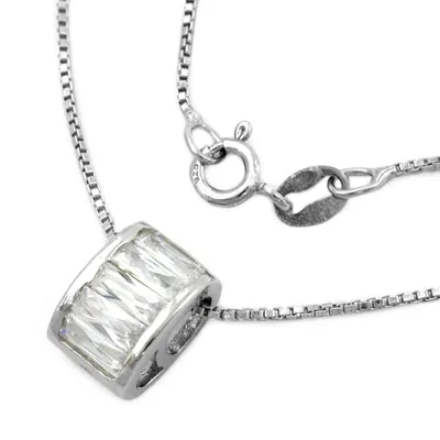 Produktbild von Kette 09mm Anhänger oval mit Zirkonias rhodiniert Silber 925 42cm silber 10x7mm