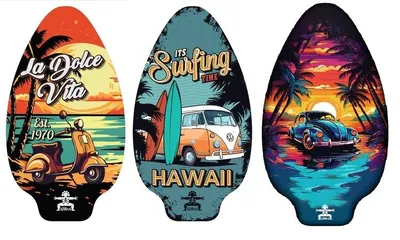 Image de HOT Sports + Toys Skimboard en bois de plage rétro 80 x 49 cm - Plaisir aquatique