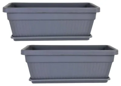 Immagine prodotto di Set di 2 vasi da balcone, colore antracite, capacità 22 litri