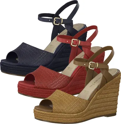 Produktbild von Tamaris 1-28360-24 Damen Sandaletten Plateau Keilabsatz Sandalen, Größe:39 EU, Farbe:Braun