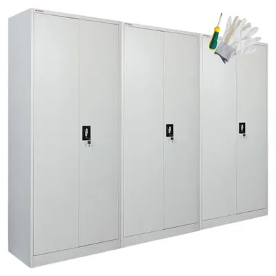 Produktbild von Mega Deal | 3x Flügeltürenschrank ELEPHANT komplett montiert | mit 2 Türen, abschließbar | HxBxT 180x80x40cm | 6 Fächern & Kleiderstange | Stahl mit Pulverbeschichtung | Lichtgrau | Spind Garderobenschrank Metallschrank Werkstattschrank Mehrzweckschrank