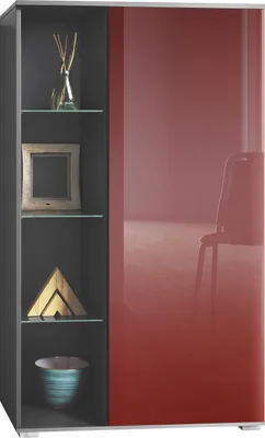 Produktbild von Vladon Vitrine Davos, Germany, Standvitrine mit 3 Glasböden und 8 Fächer, Anthrazit matt/Bordeaux Hochglanz (71,5 x 134 x 35 cm)