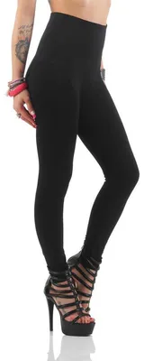 Produktbild von Damen Leggings Hochbund Bauchweg Mieder Miederhose; Schwarz XL/2XL