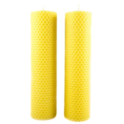Naturra Stabkerzen 4er Set aus reinem Bienenwachs handgefertigte Rollkerzen mit Wabenmuster