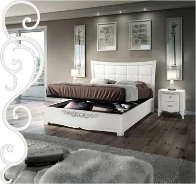 Produktbild von Doppelbett Bett Luxus Betten Holz Bettgestelle Bettrahmen Weiß Design Modern Neu