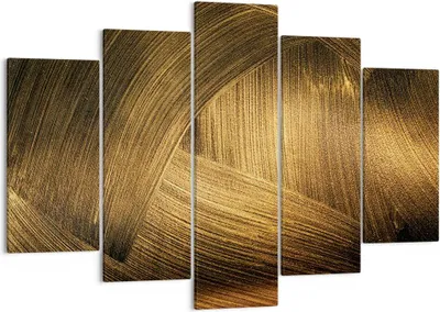 Produktbild von Bild auf Leinwand - Leinwandbild - 5 Teile - Abstraktion Gold Textur - 150x100cm - Wand Bild - Wanddeko - Wandbilder - Leinwanddruck - Bilder - Wanddekoration - Leinwand bilder - EA150x100-4477