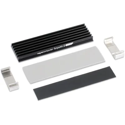 Zdjęcie produktu dla Aqua Computer kryoM.2, Radiator, Aluminium, Stal nierdzewna, Aluminium, Czarny, 70 mm, 24 mm, 9 mm