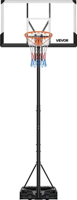 Produktbild von VEVOR tragbarer Basketballständer, 1,6-3,05 m höhenverstellbarer (Lift-Design) Basketballkorb, Basketballanlage mit 1117,6 mm PC-Rückwand & Rollen, Basketballkorbsystem für Terrassen Schulen