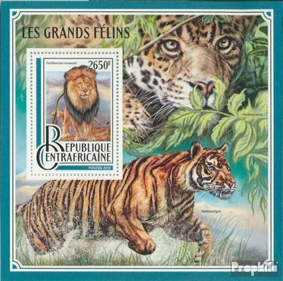 Produktbild von Briefmarken Zentralafrikanische Republik 2016 Mi Block 1548 (kompl. Ausgabe) postfrisch Große Katzen