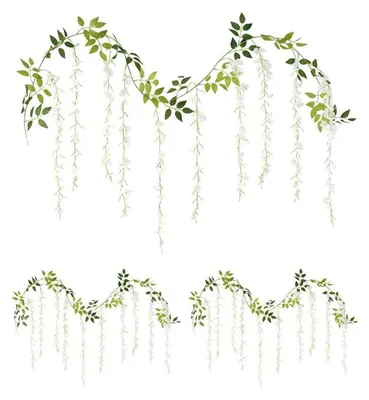 Productafbeelding van Kunstwisteria-slingers, 3 stuks, wit, 1,7 meter, kunststof, voor decoratie