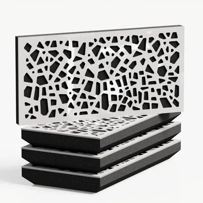 Obrázek produktu pro Sada 10 kusů – Tenký akustický panel pro rozptyl zvuku | 25x50 cm | Rozptyl – reflexe – zvuková izolace [P32-H, tloušťka 33 mm, bílý lesklý plast]